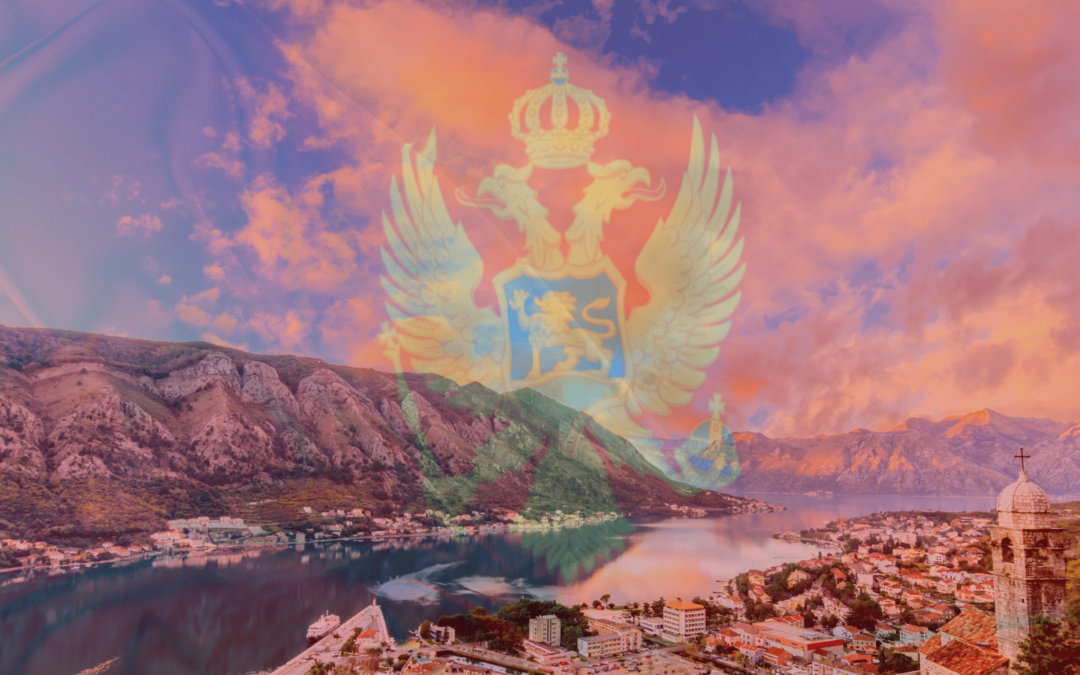 Kotor with Montenegrin Flag